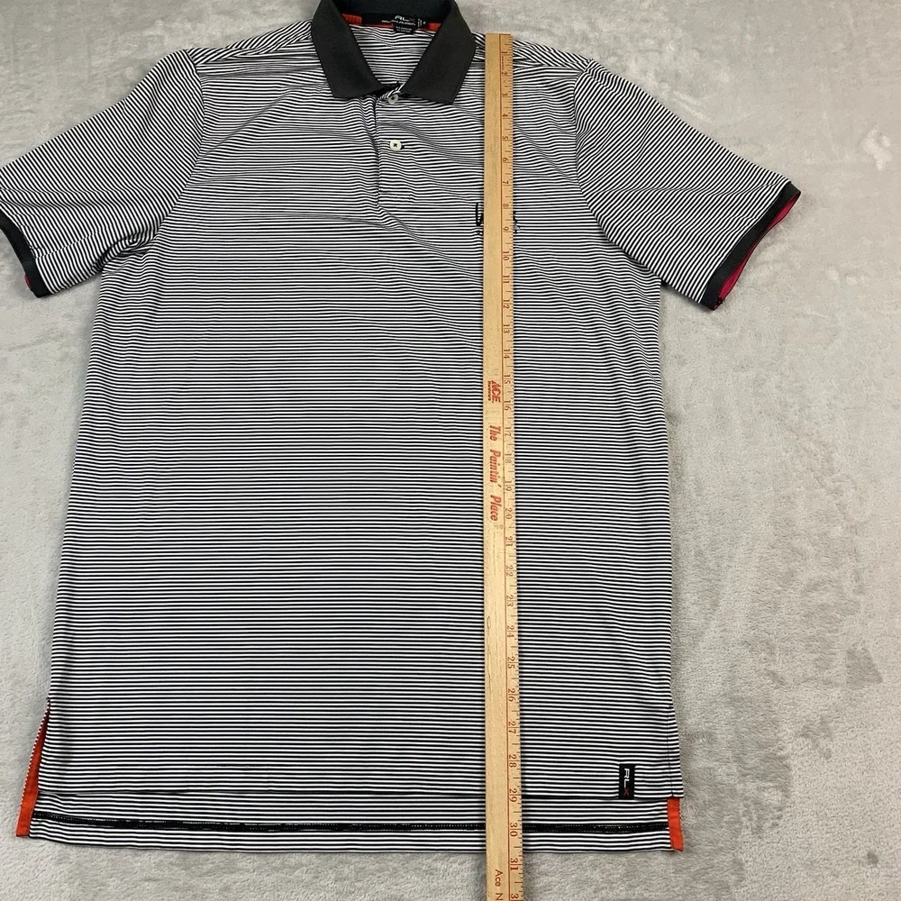 RLX Ralph Lauren Golf Polo Shirt Mens Medium Gray Striped Wekopa Golf Club Logo - Picture 3 of 6